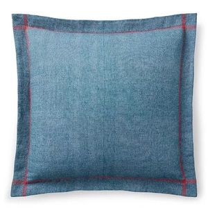 Lauren Ralph Lauren Home Maggie Textured Euro Sham Indigo Blue Denim Red Stitch